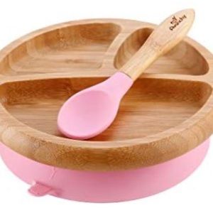 Baby-toddler feeding suction plate + soft spoon